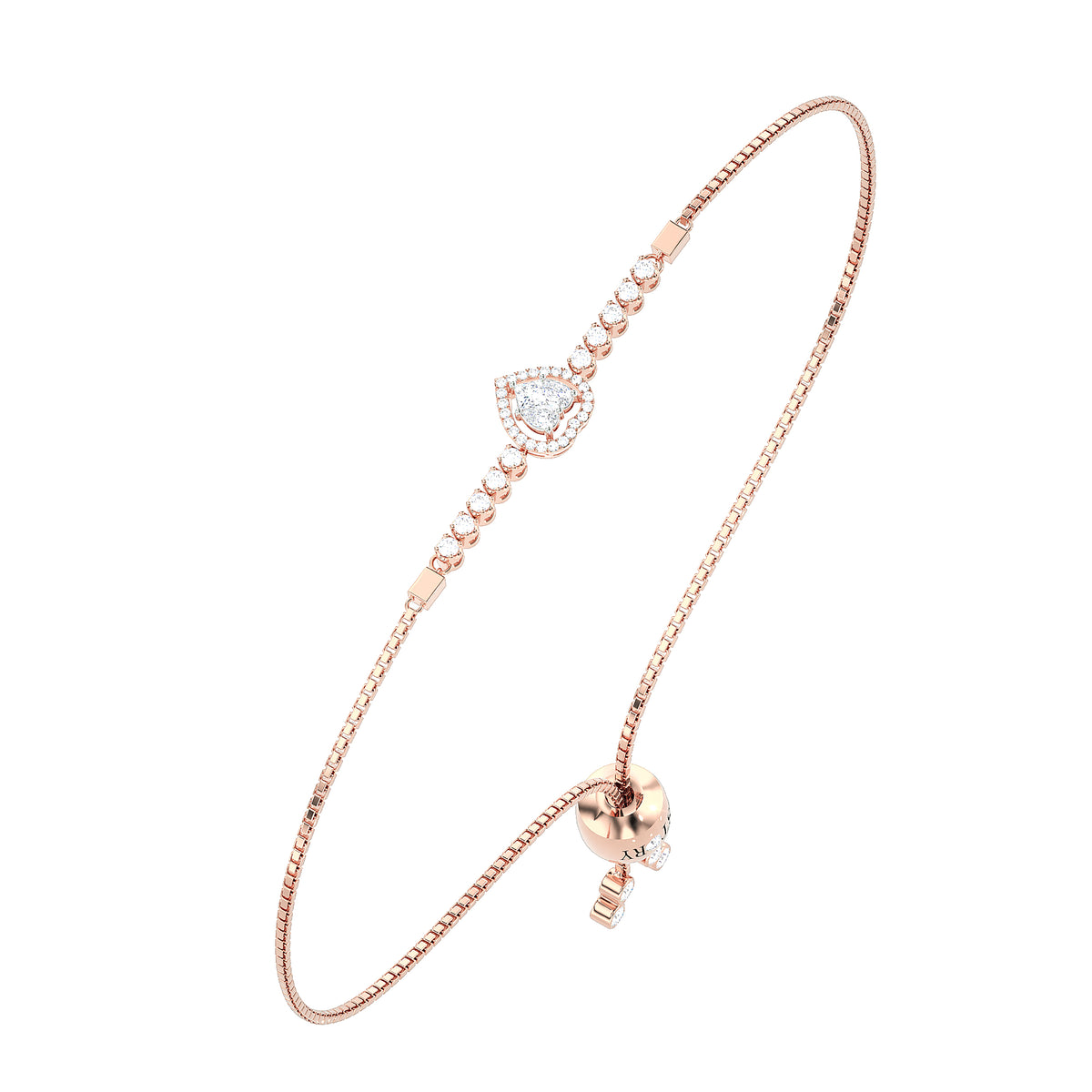 Pear-Shape Halo Diamond Bolo Bracelet