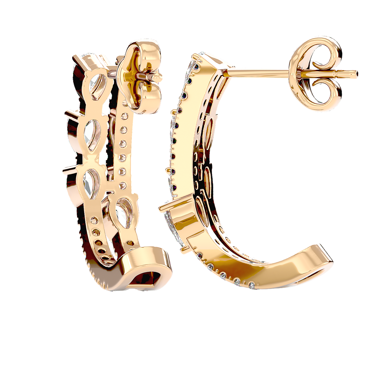 Marquise Diamond Hoop Earrings