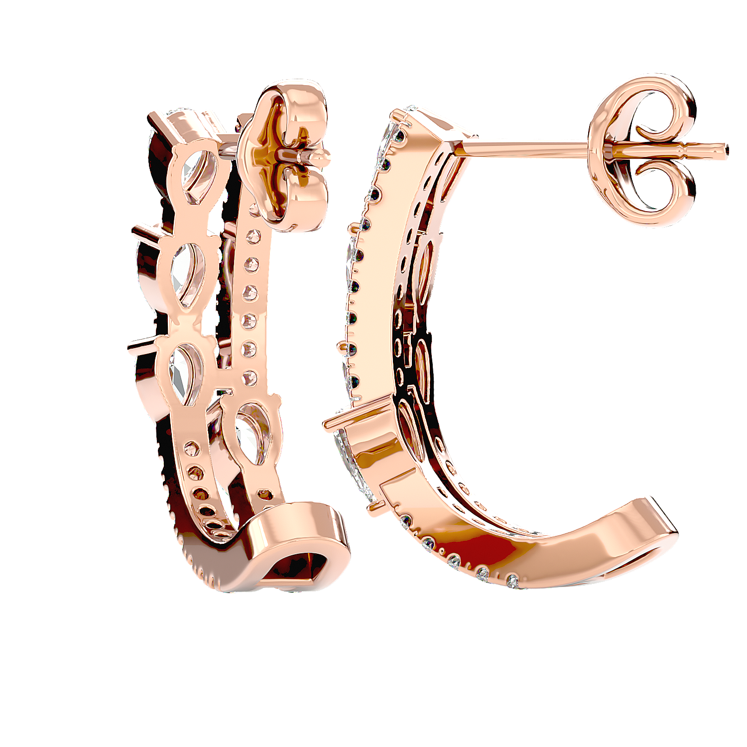 Marquise Diamond Hoop Earrings