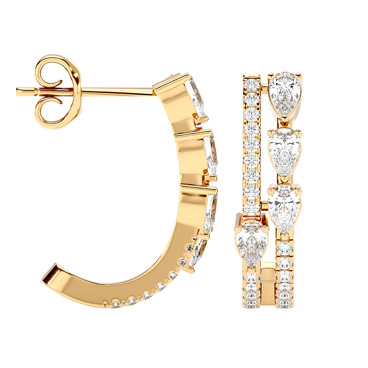 Marquise Diamond Hoop Earrings