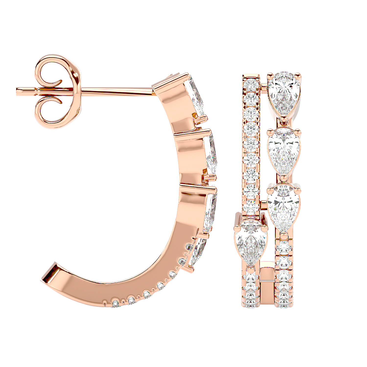 Marquise Diamond Hoop Earrings