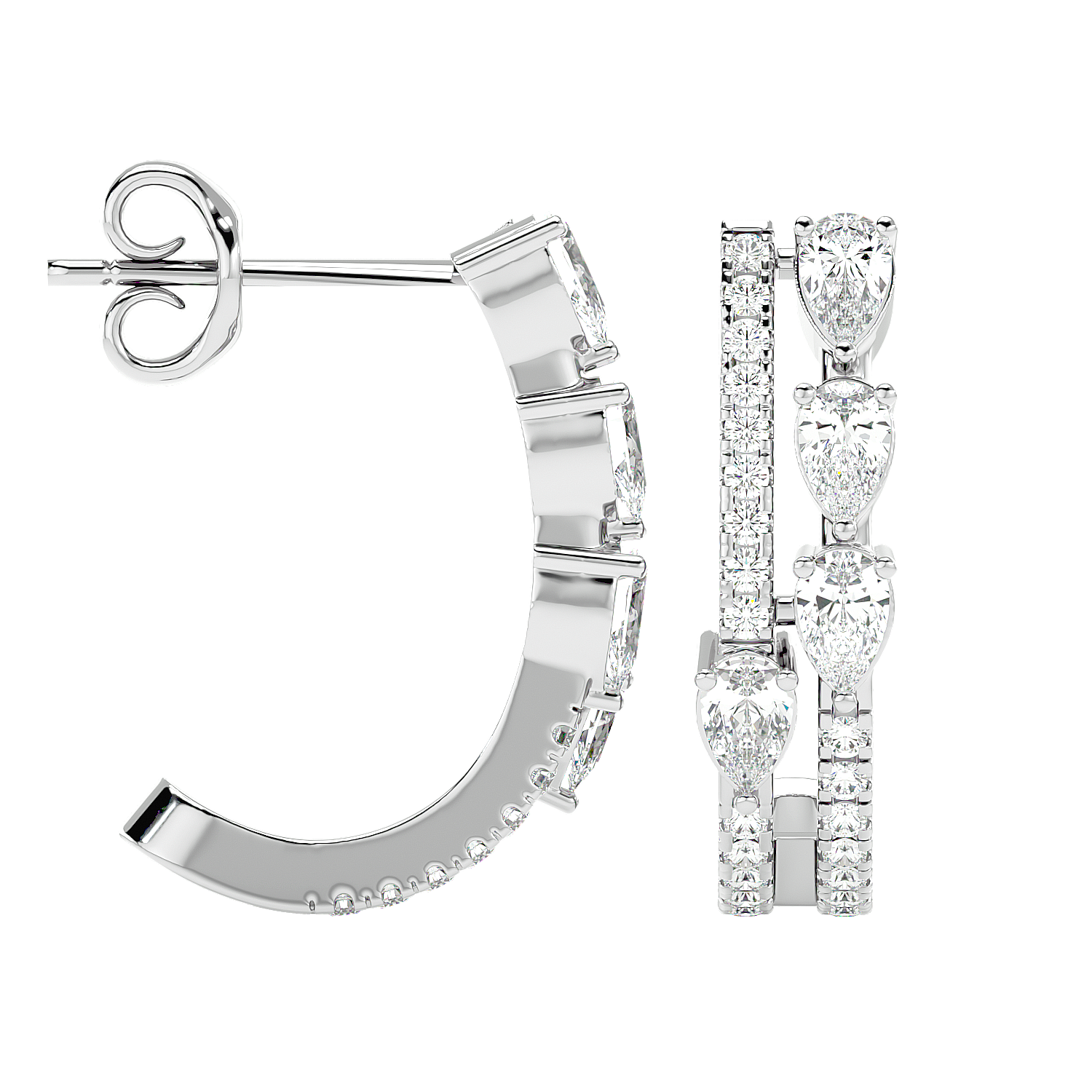 Marquise Diamond Hoop Earrings