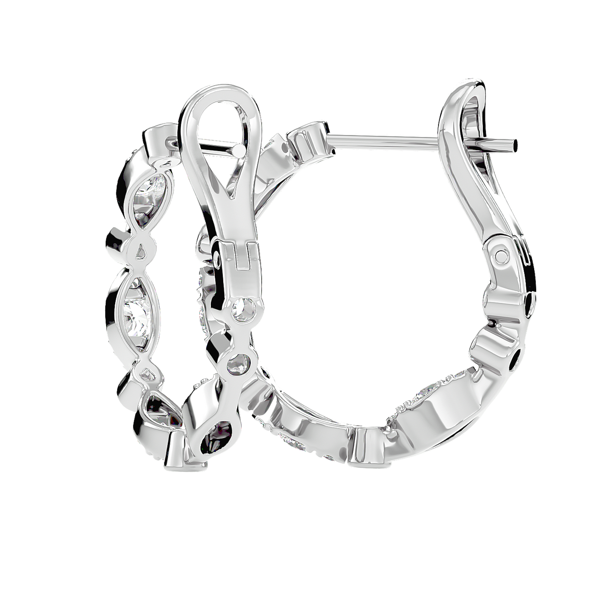 Bezel Set Diamond Hoop Earrings