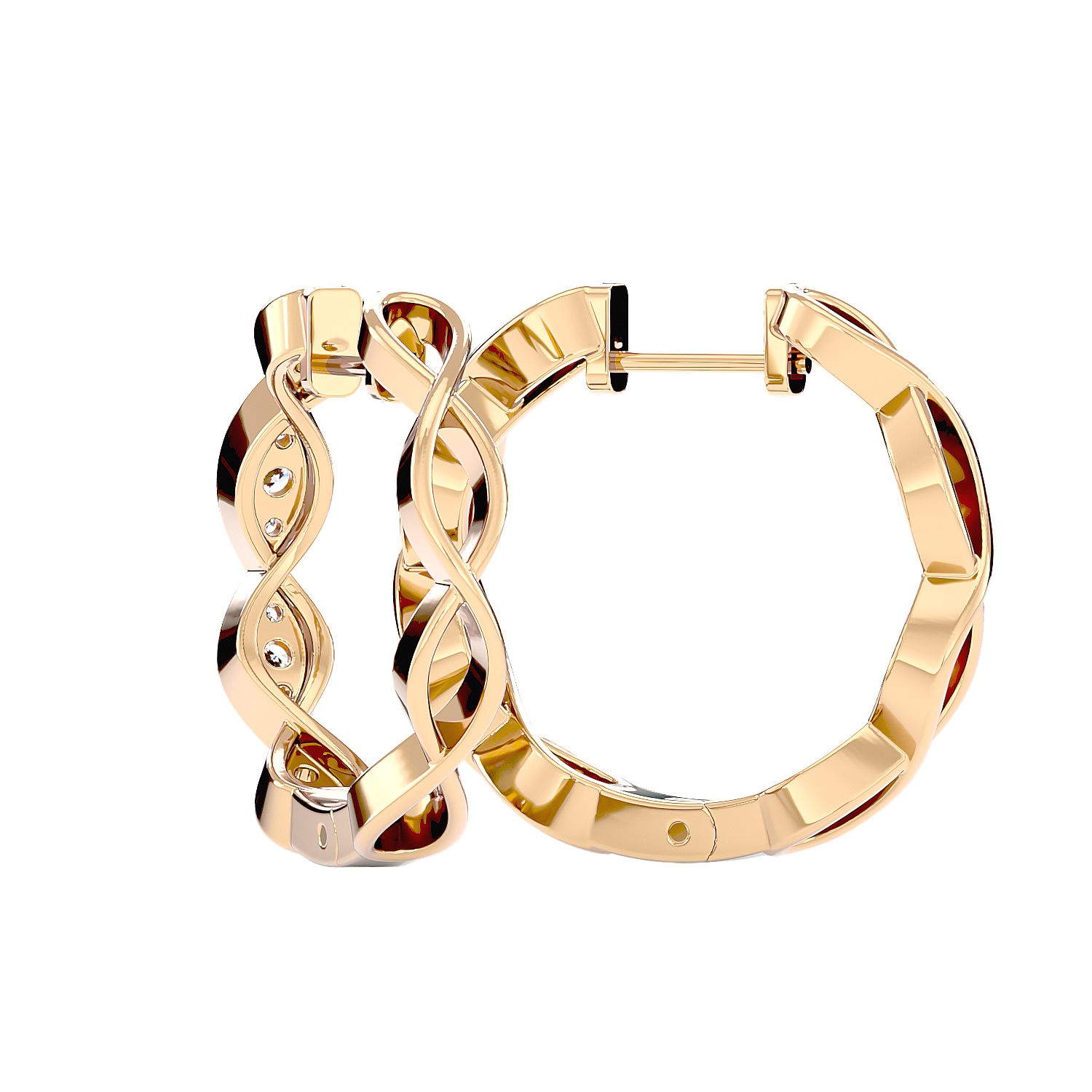 Twisted Diamond Hoop Earrings