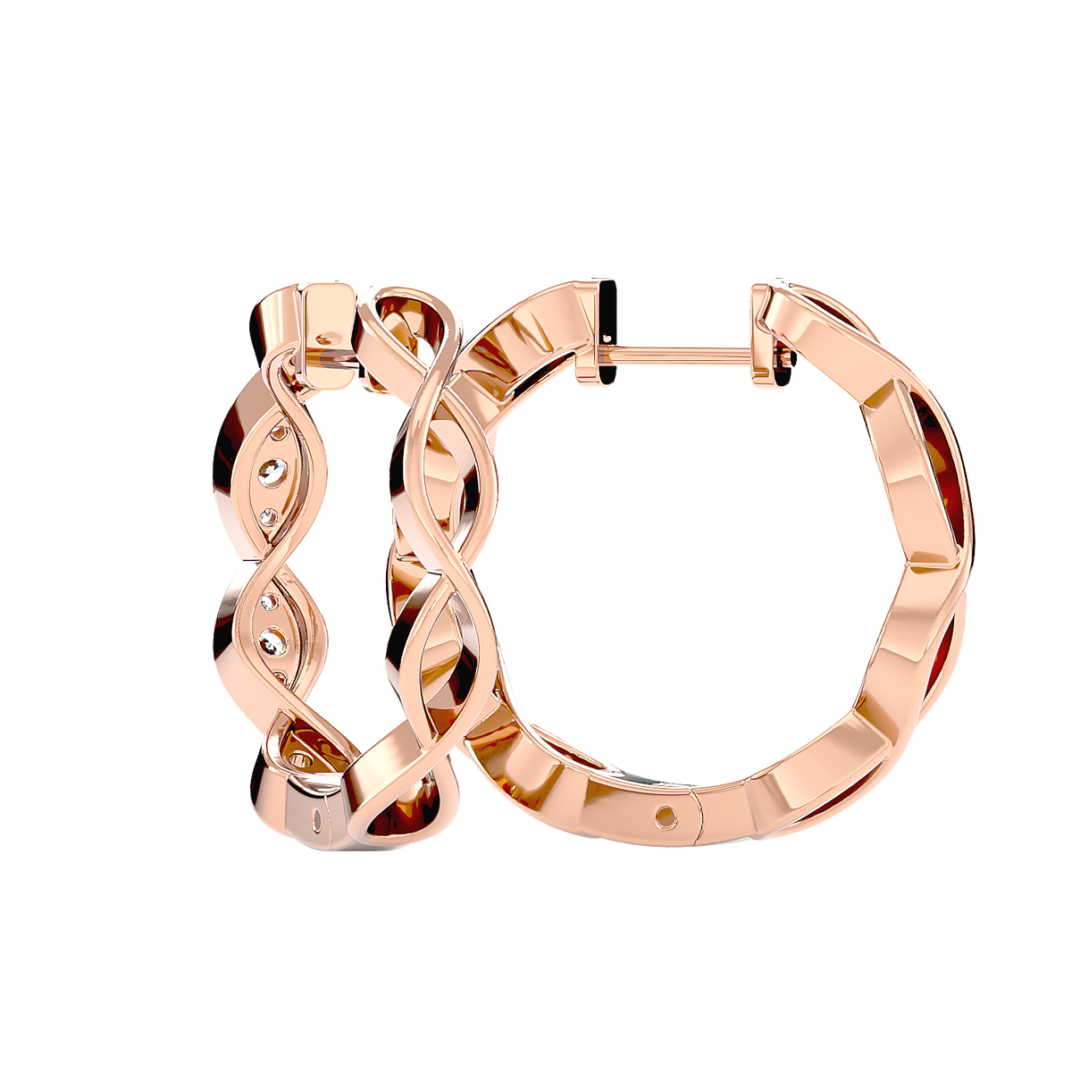 Twisted Diamond Hoop Earrings