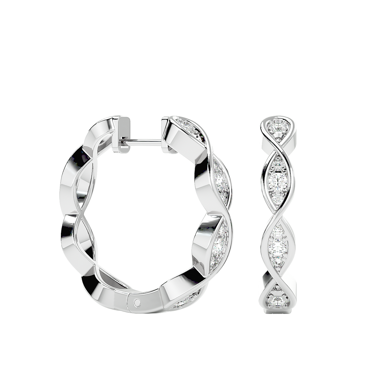 Twisted Diamond Hoop Earrings