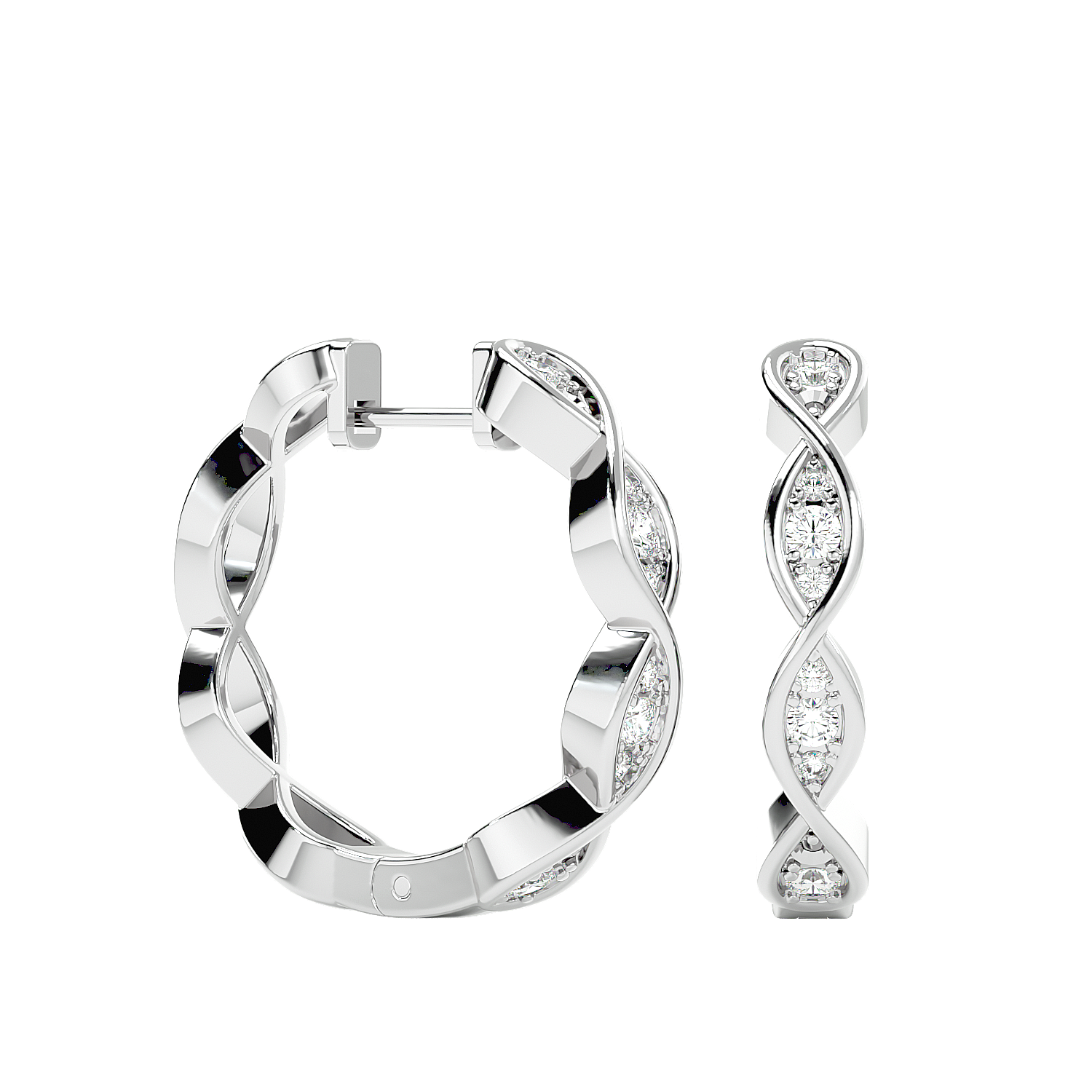Twisted Diamond Hoop Earrings