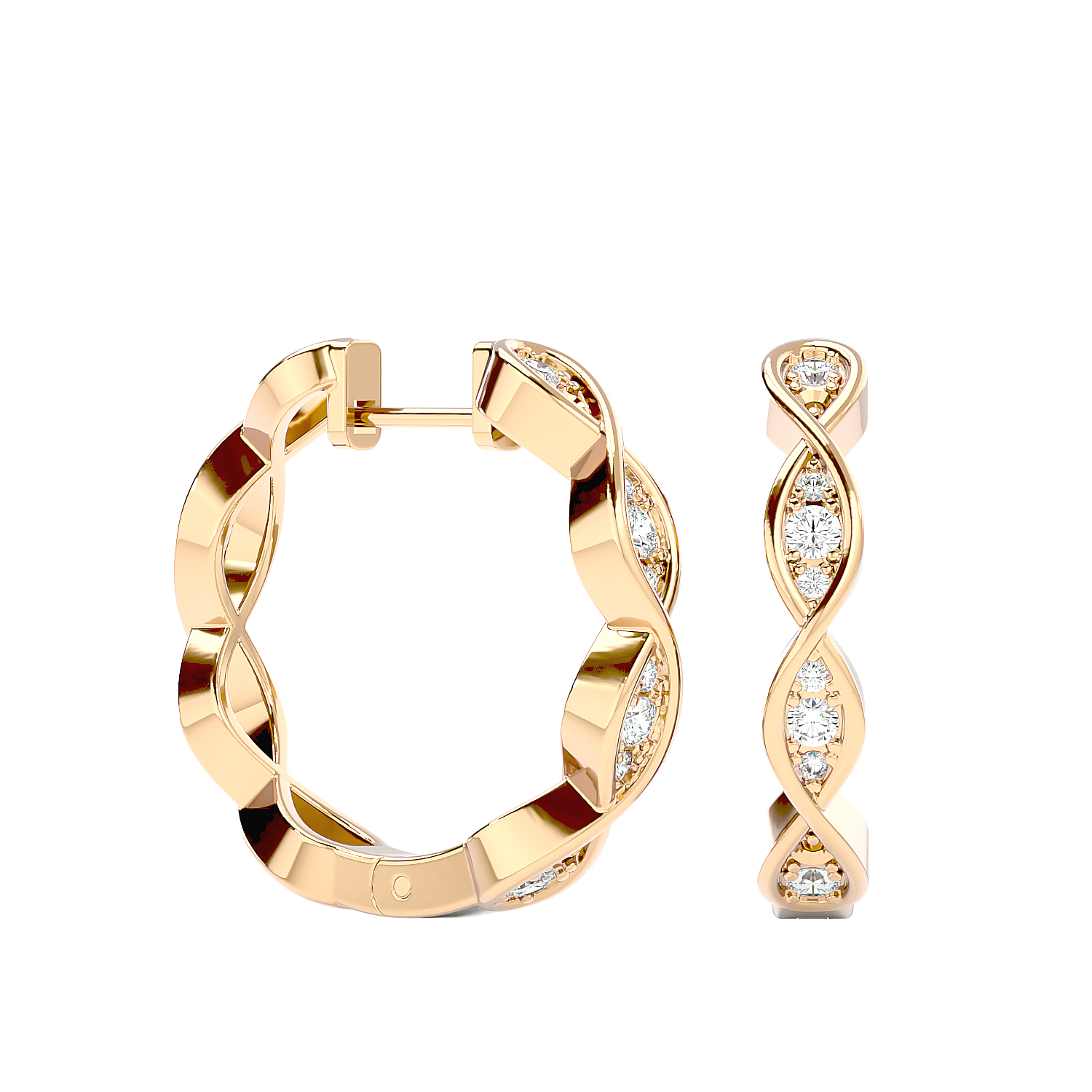 Twisted Diamond Hoop Earrings