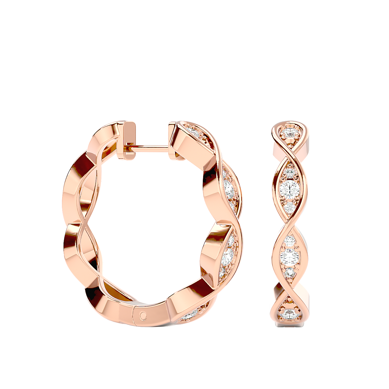 Twisted Diamond Hoop Earrings