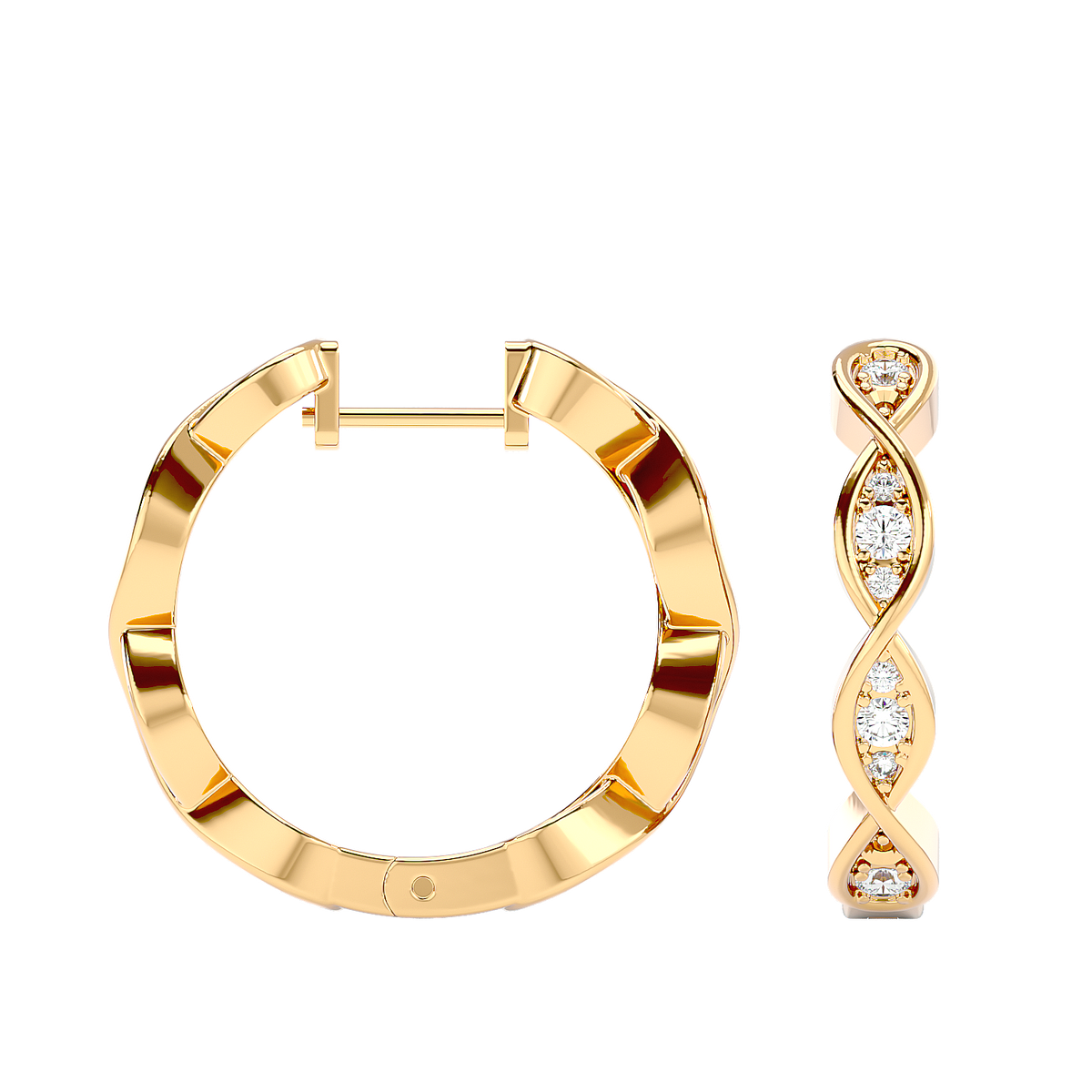 Twisted Diamond Hoop Earrings