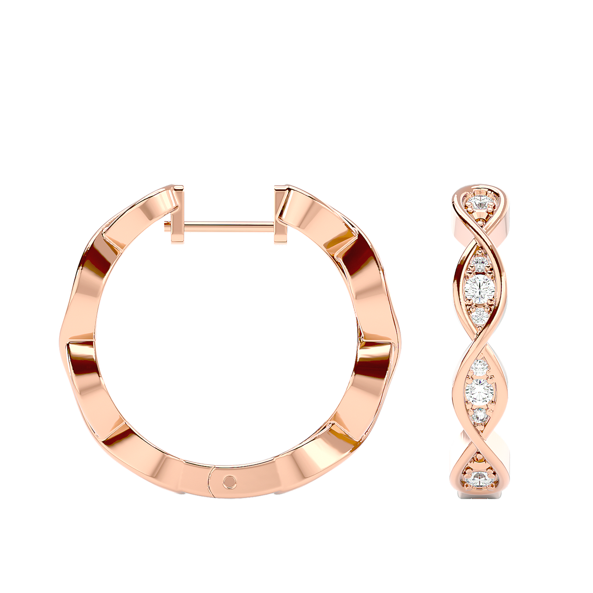 Twisted Diamond Hoop Earrings
