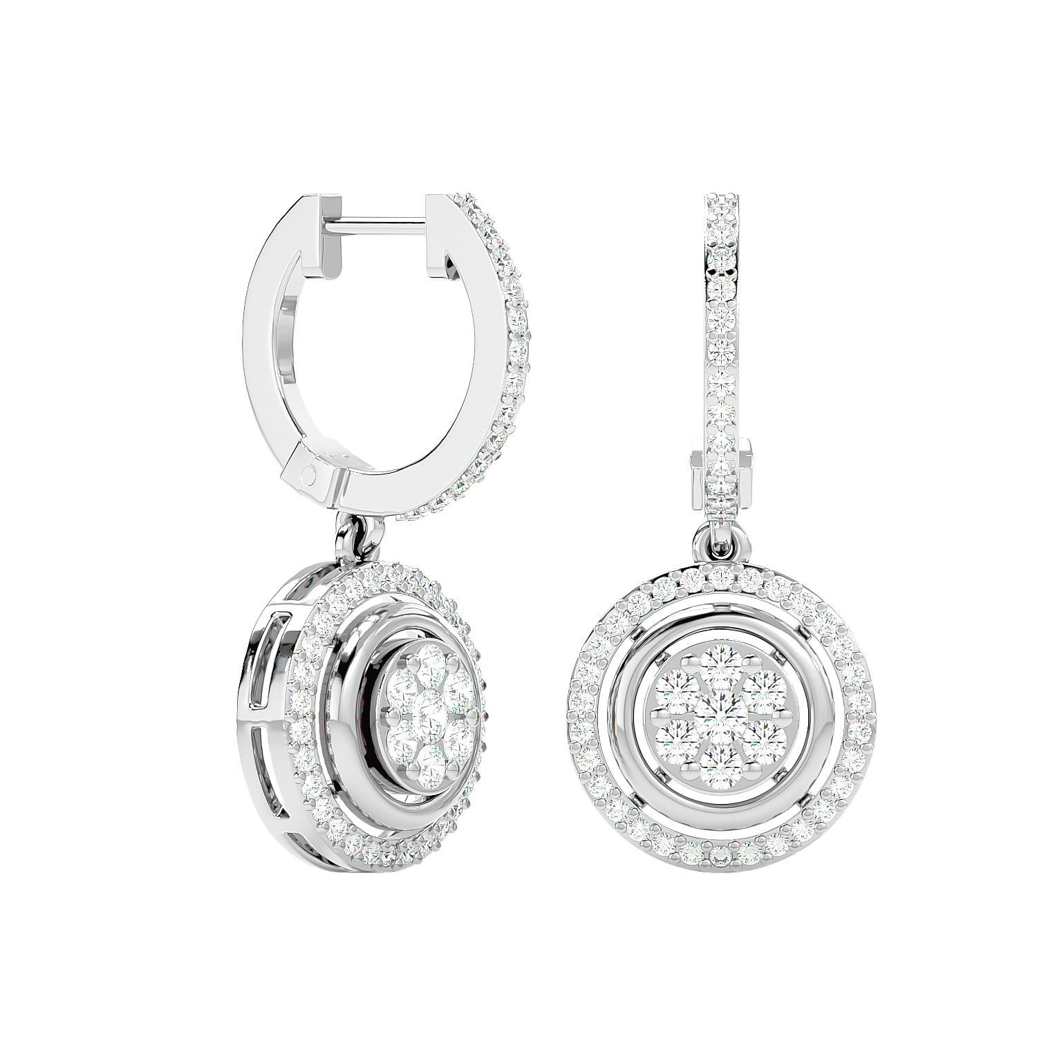 Halo Cluster Drop Earrings