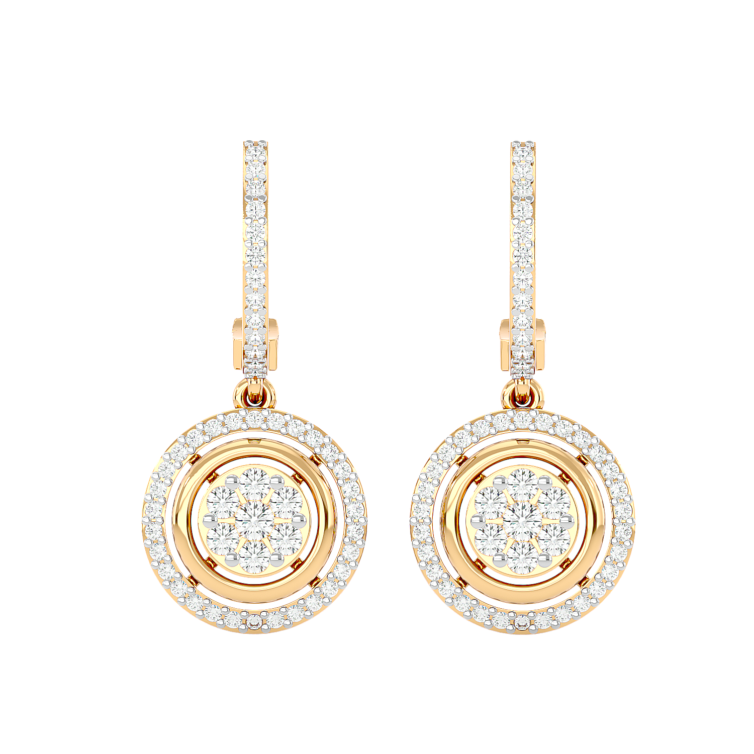 Halo Cluster Drop Earrings