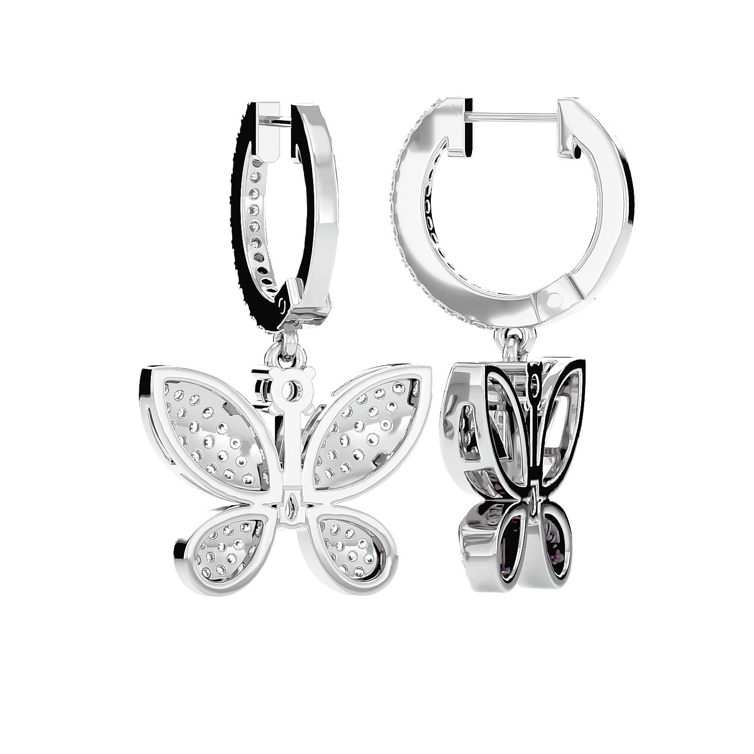 Diamond Butterfly Drop Earrings