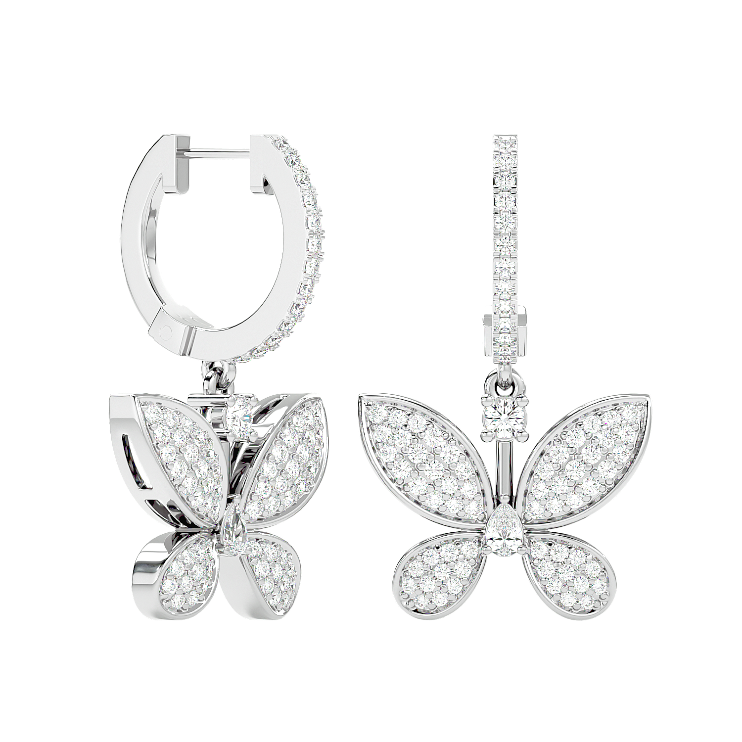 Diamond Butterfly Drop Earrings