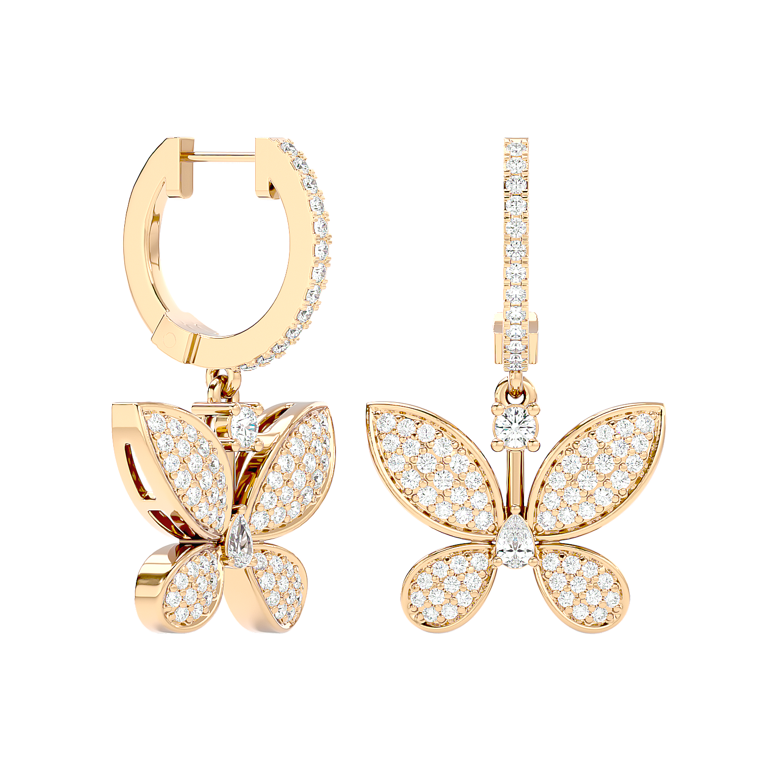 Diamond Butterfly Drop Earrings