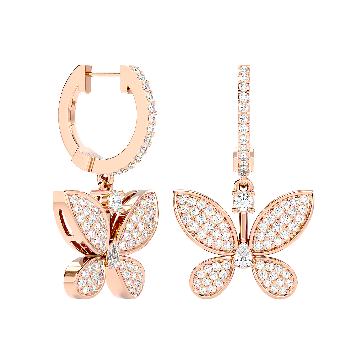 Diamond Butterfly Drop Earrings