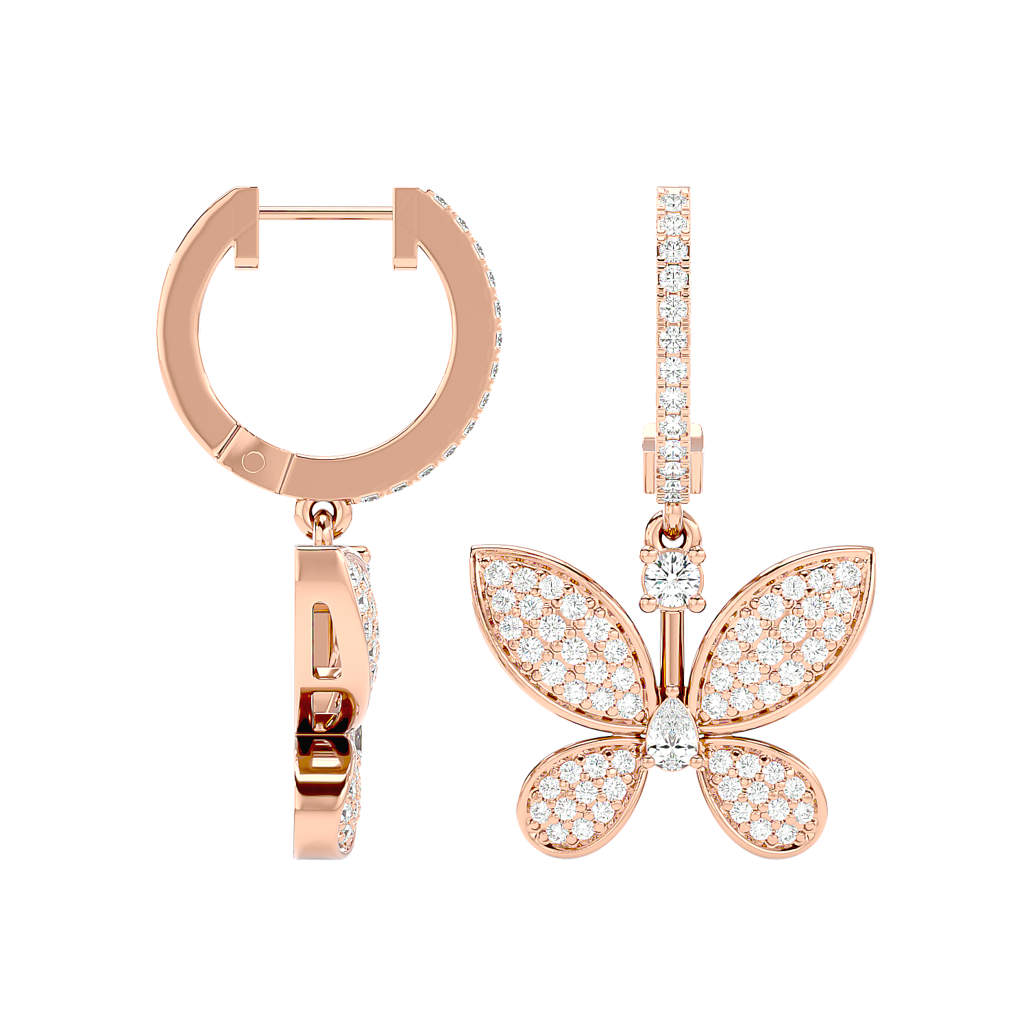 Diamond Butterfly Drop Earrings