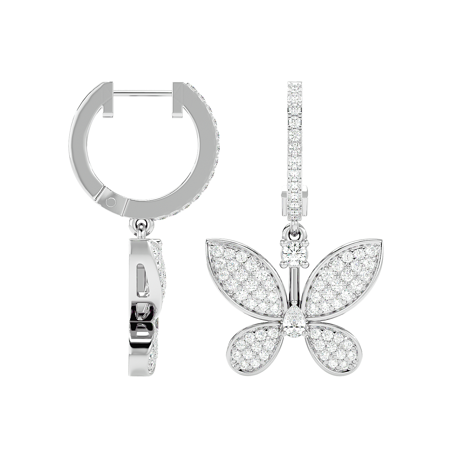 Diamond Butterfly Drop Earrings