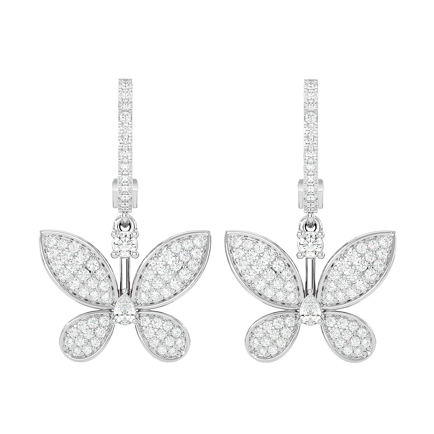 Diamond Butterfly Drop Earrings