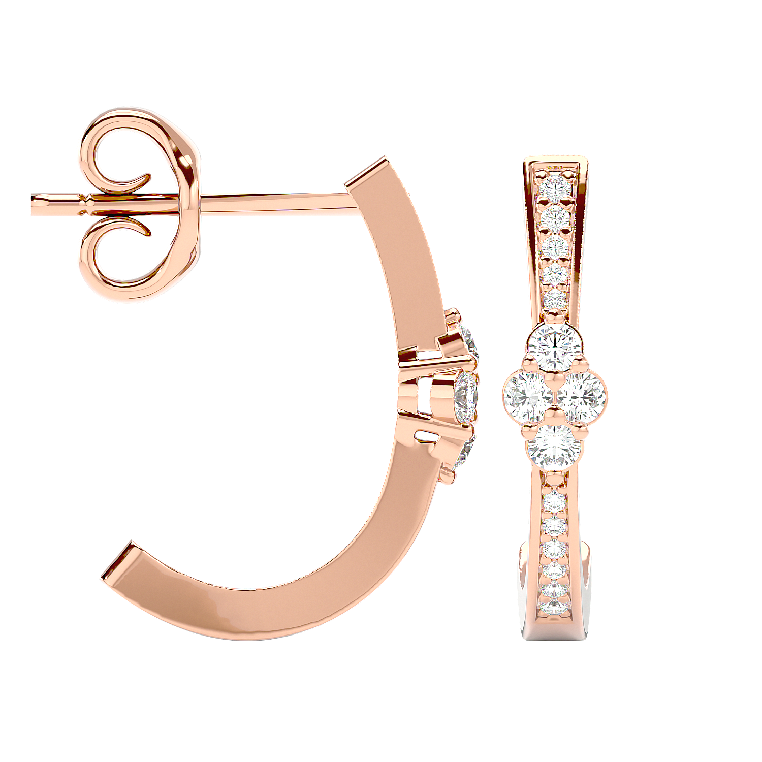 Diamond Cluster Half Hoop Earrings