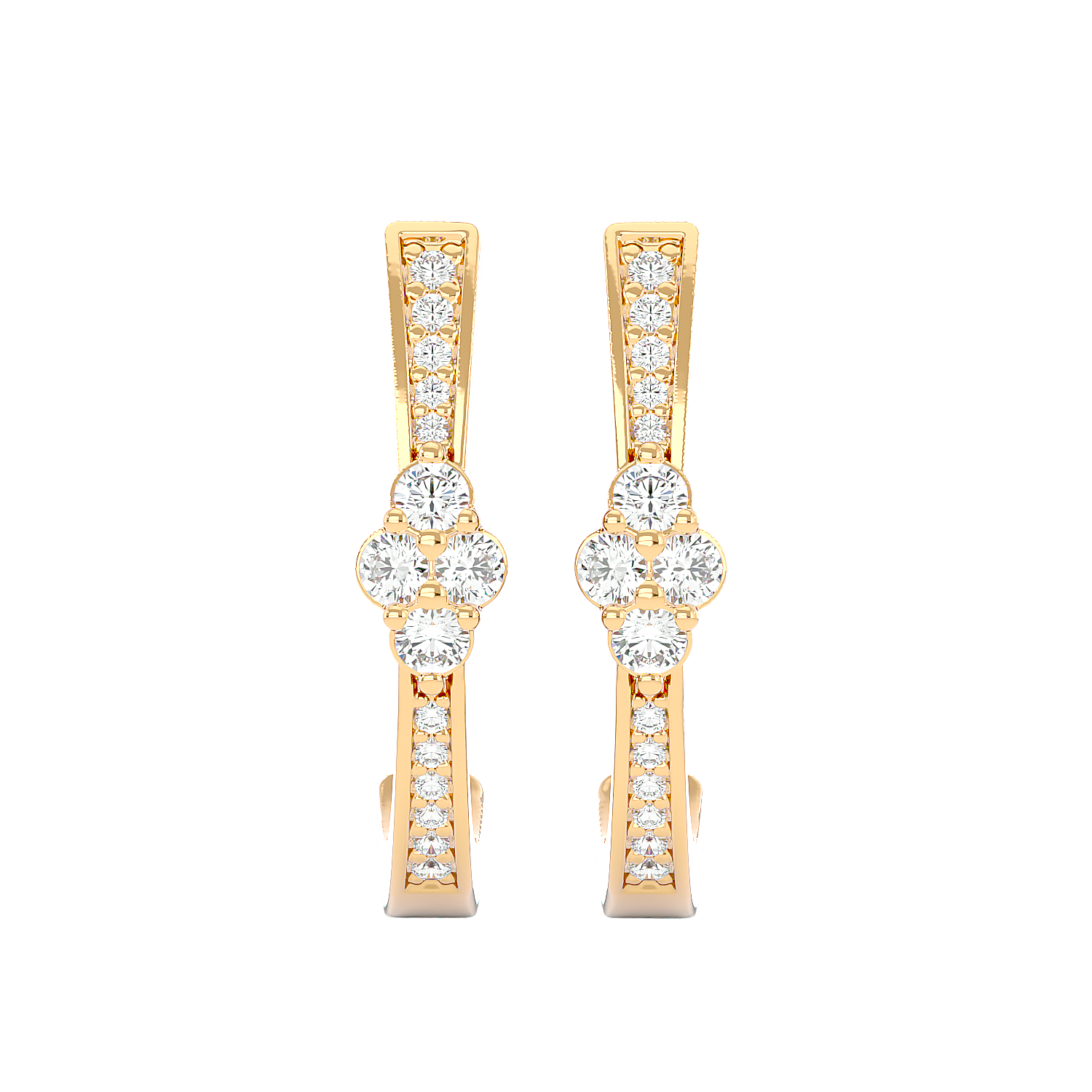 Diamond Cluster Half Hoop Earrings