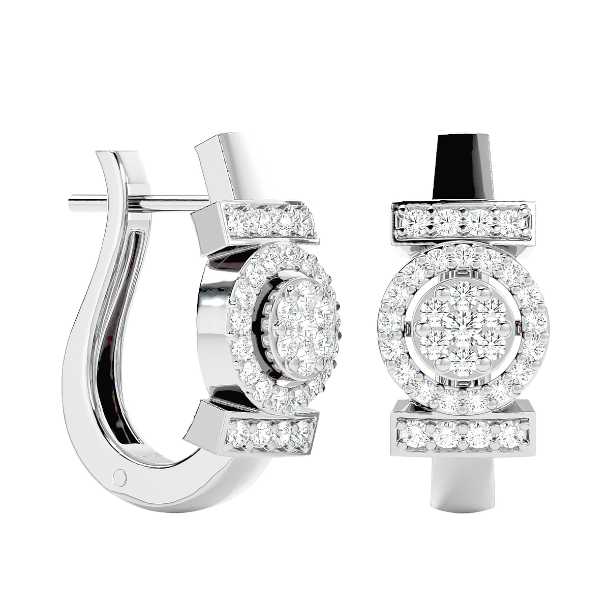 Elegant Diamond Halo Hoop Earrings in Gold