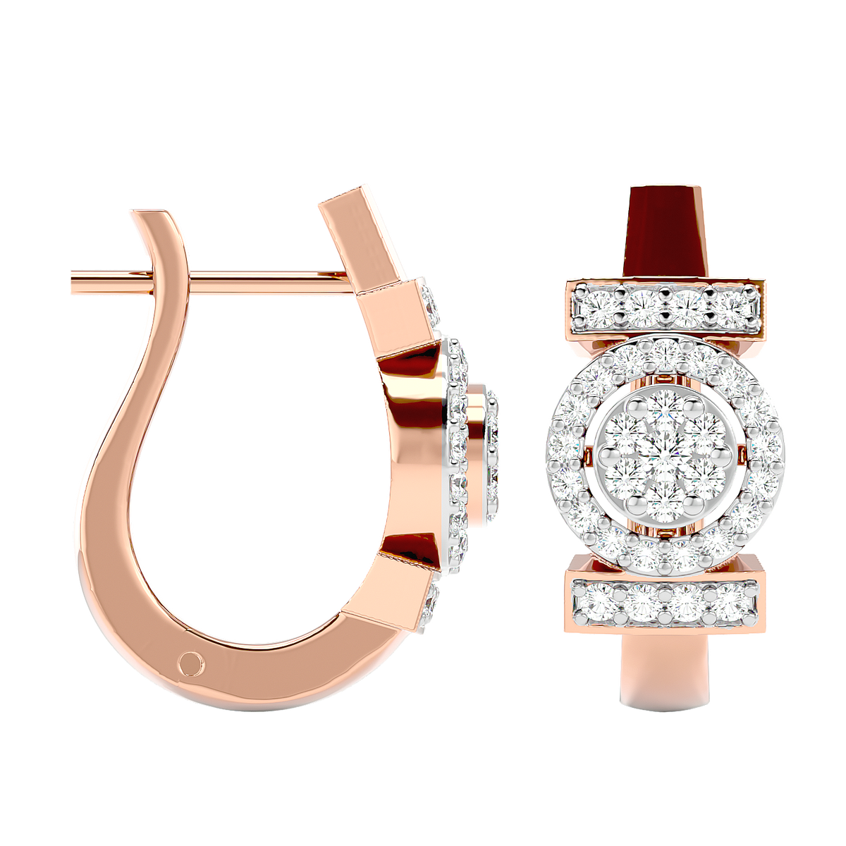 Elegant Diamond Halo Hoop Earrings in Gold