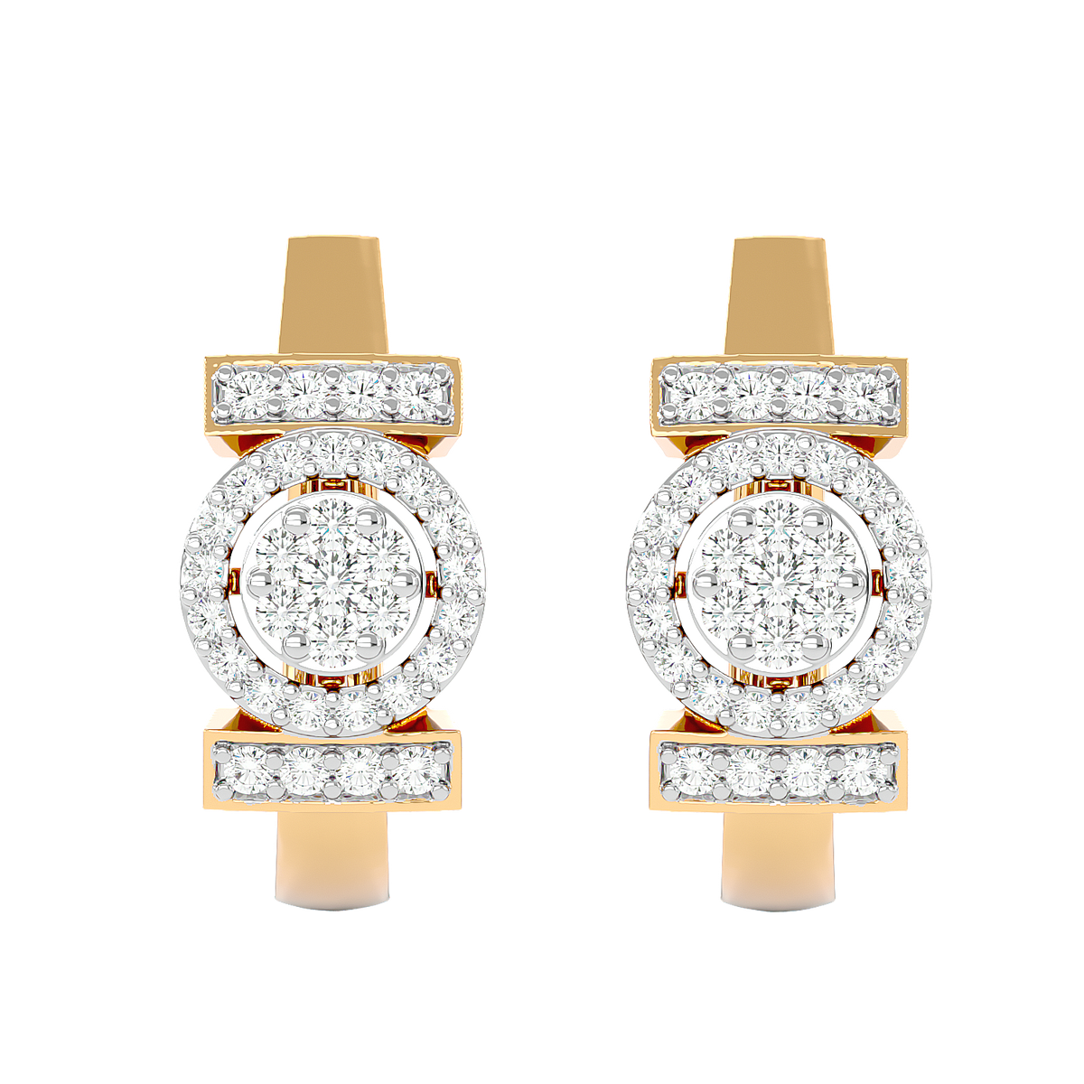 Elegant Diamond Halo Hoop Earrings in Gold