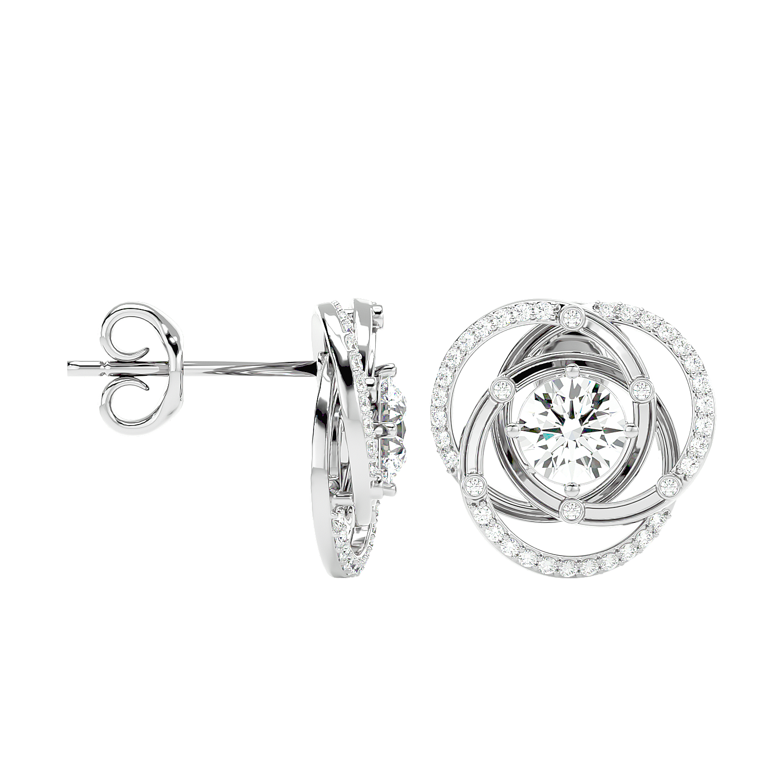 Swirl Halo Stud Earrings