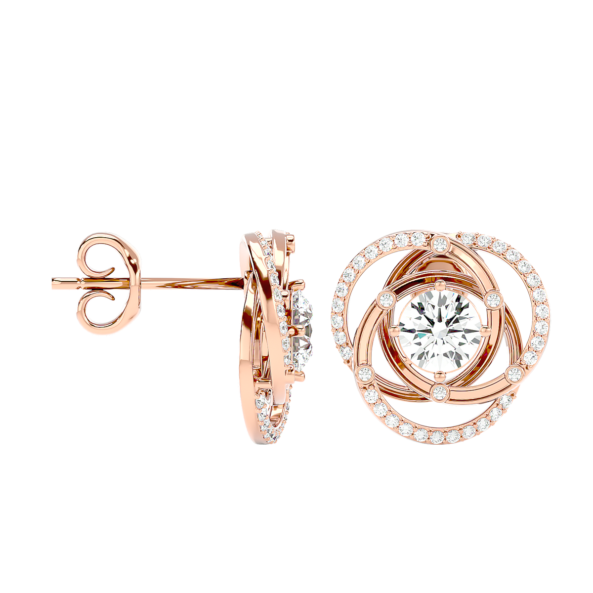Swirl Halo Stud Earrings