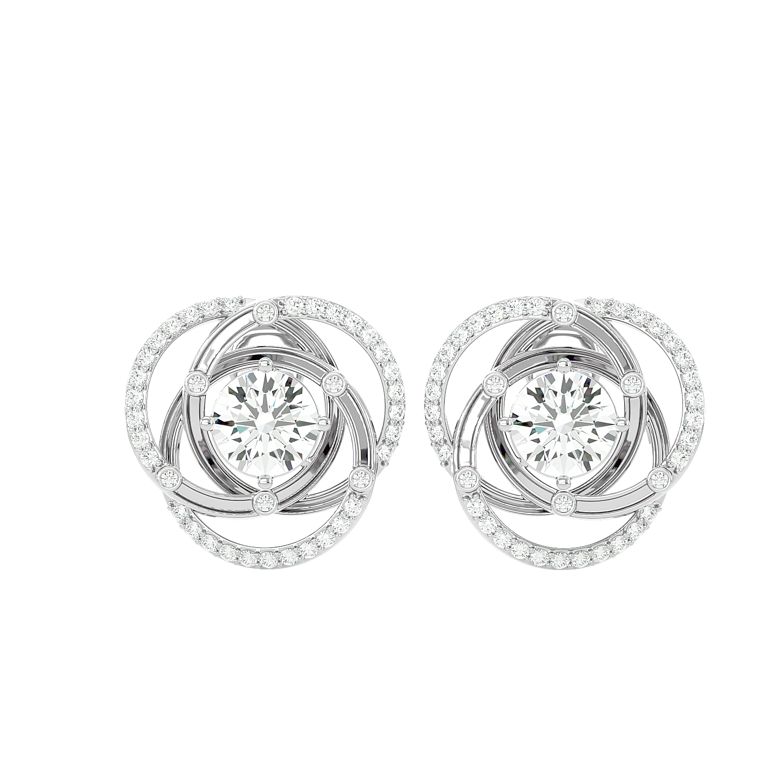 Swirl Halo Stud Earrings