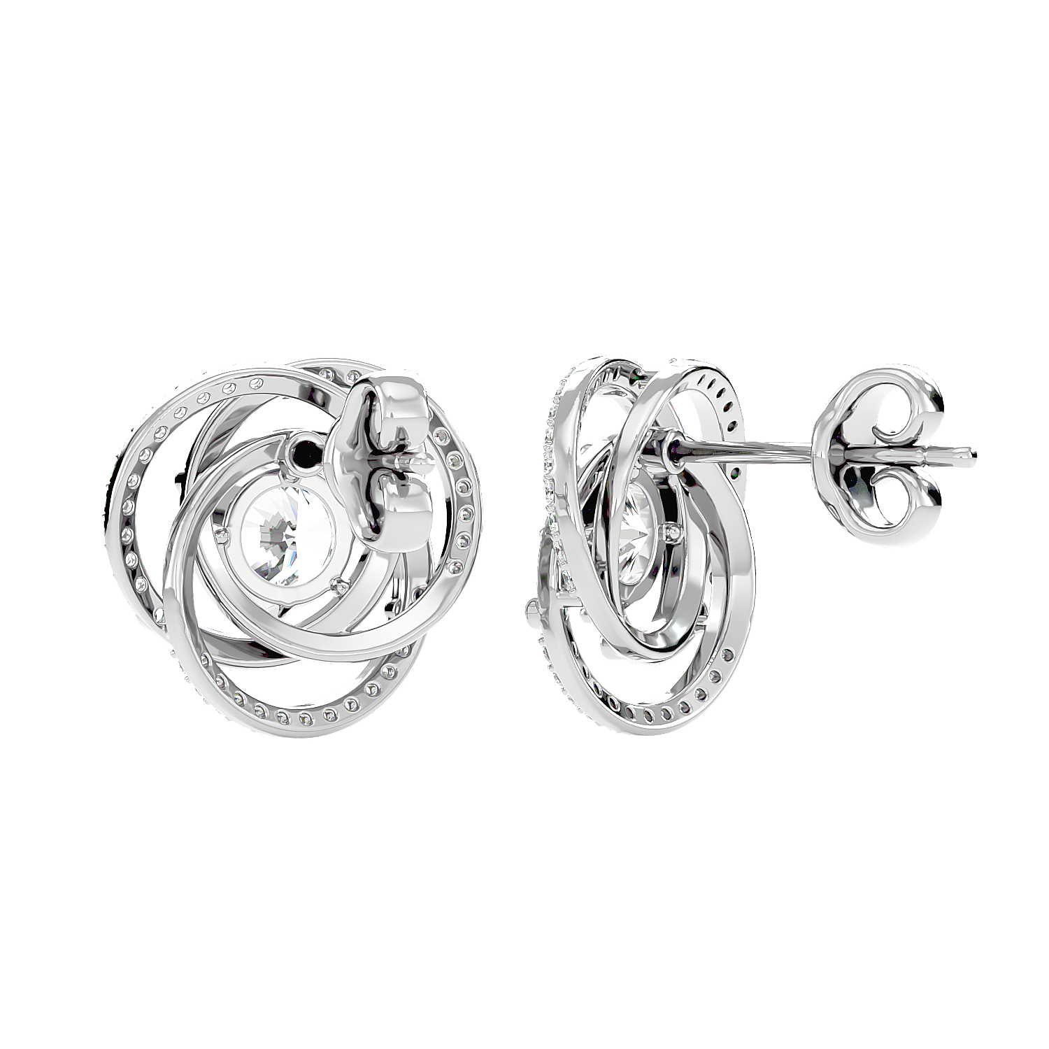 Swirl Halo Stud Earrings