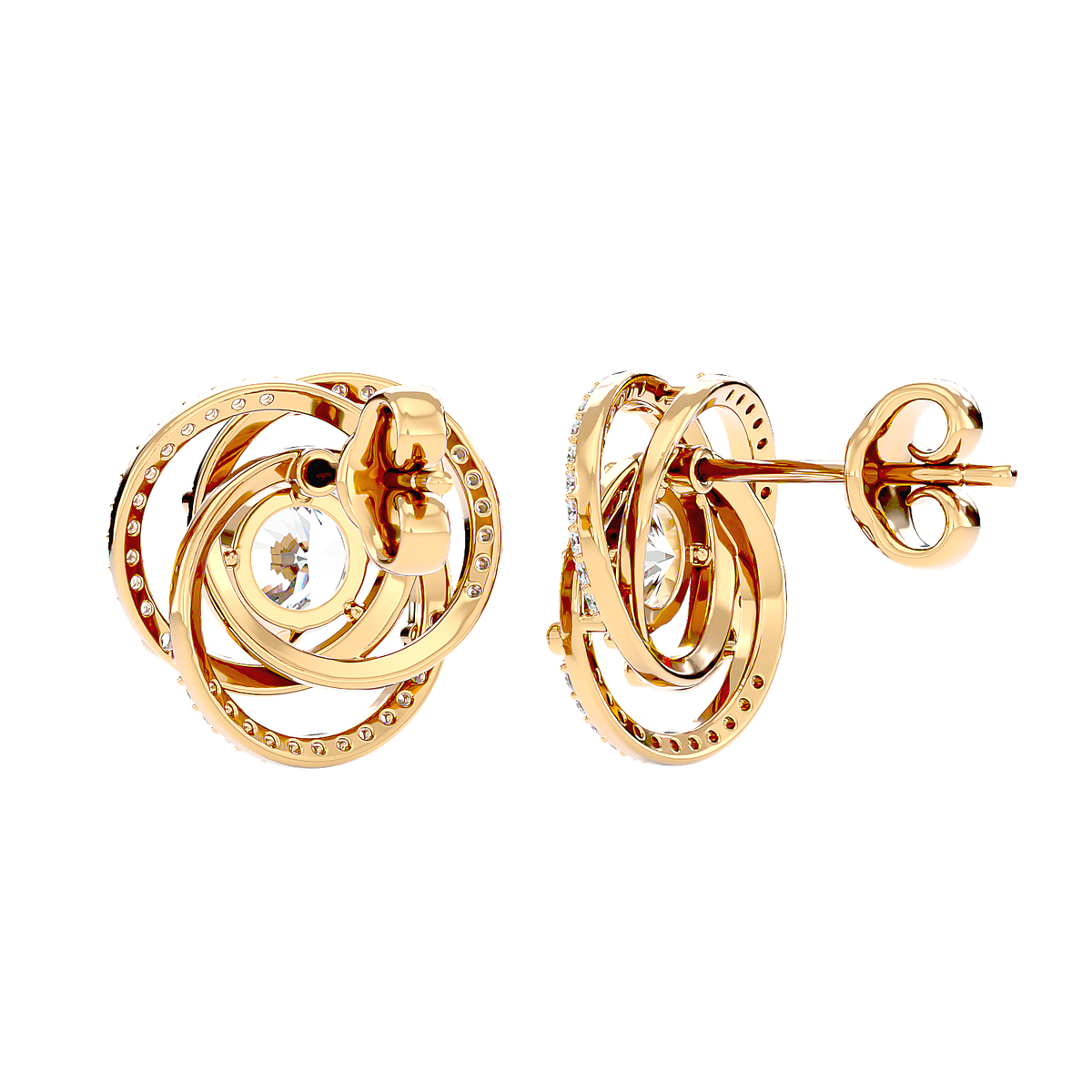 Swirl Halo Stud Earrings
