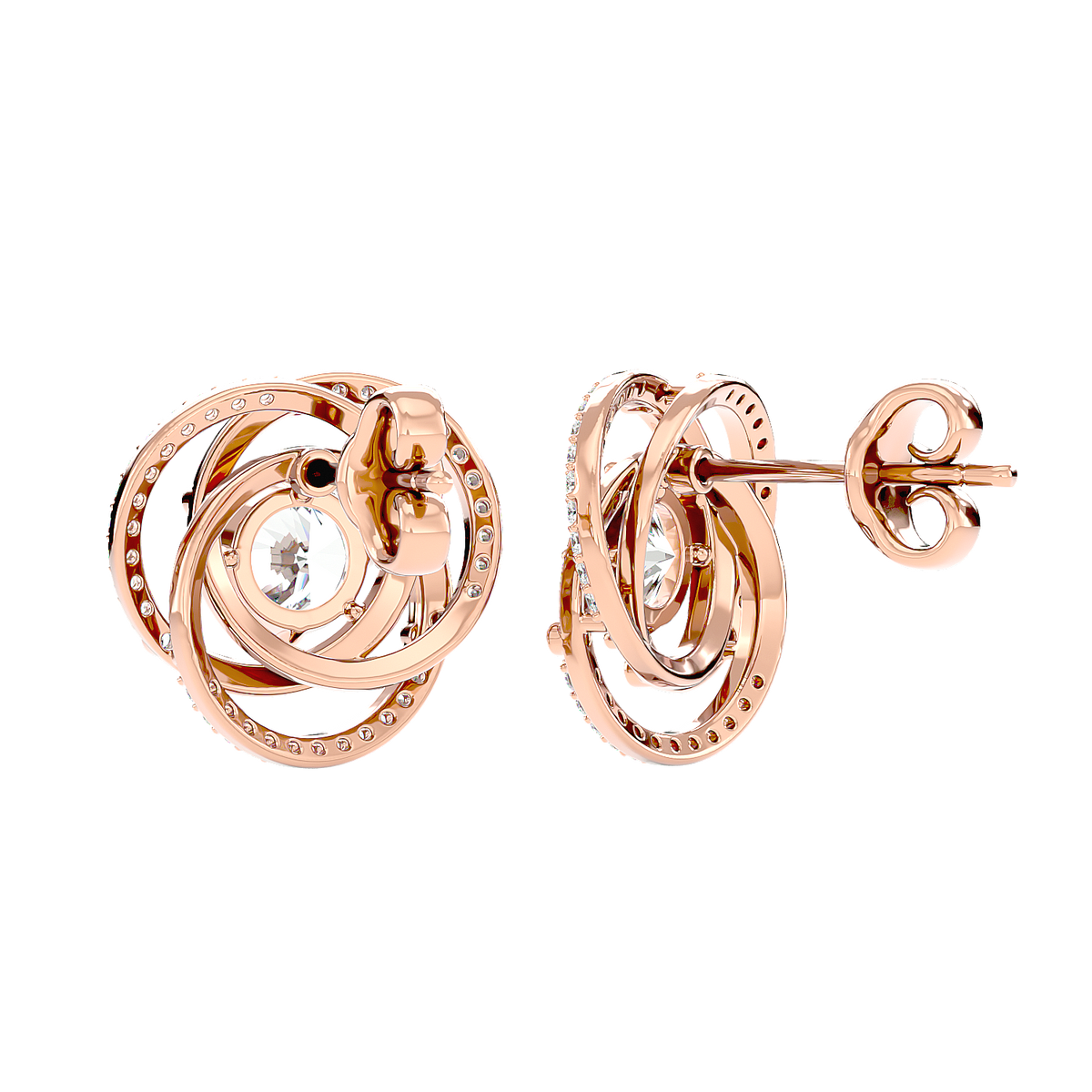 Swirl Halo Stud Earrings