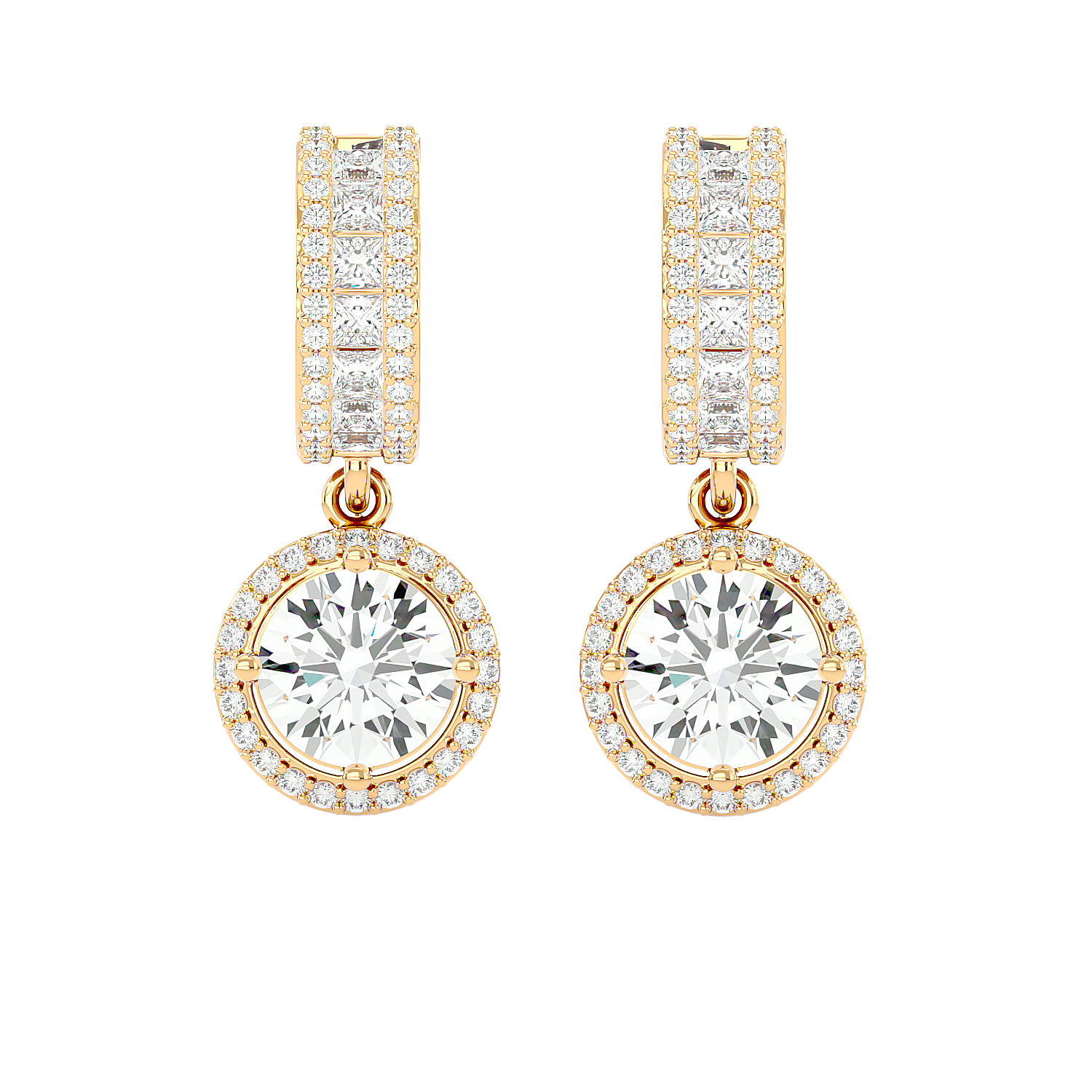Diamond Halo Drop Earrings