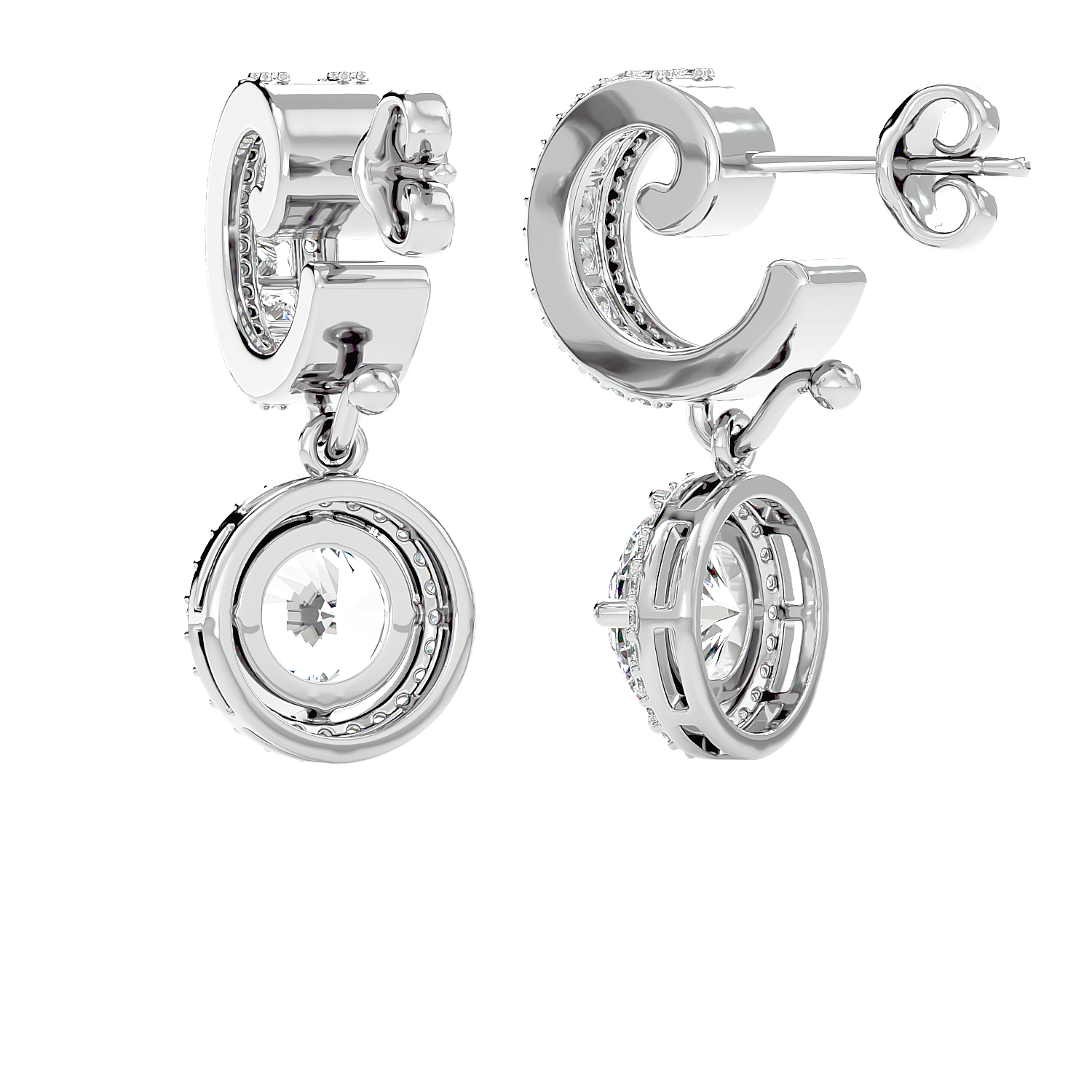 Diamond Halo Drop Earrings