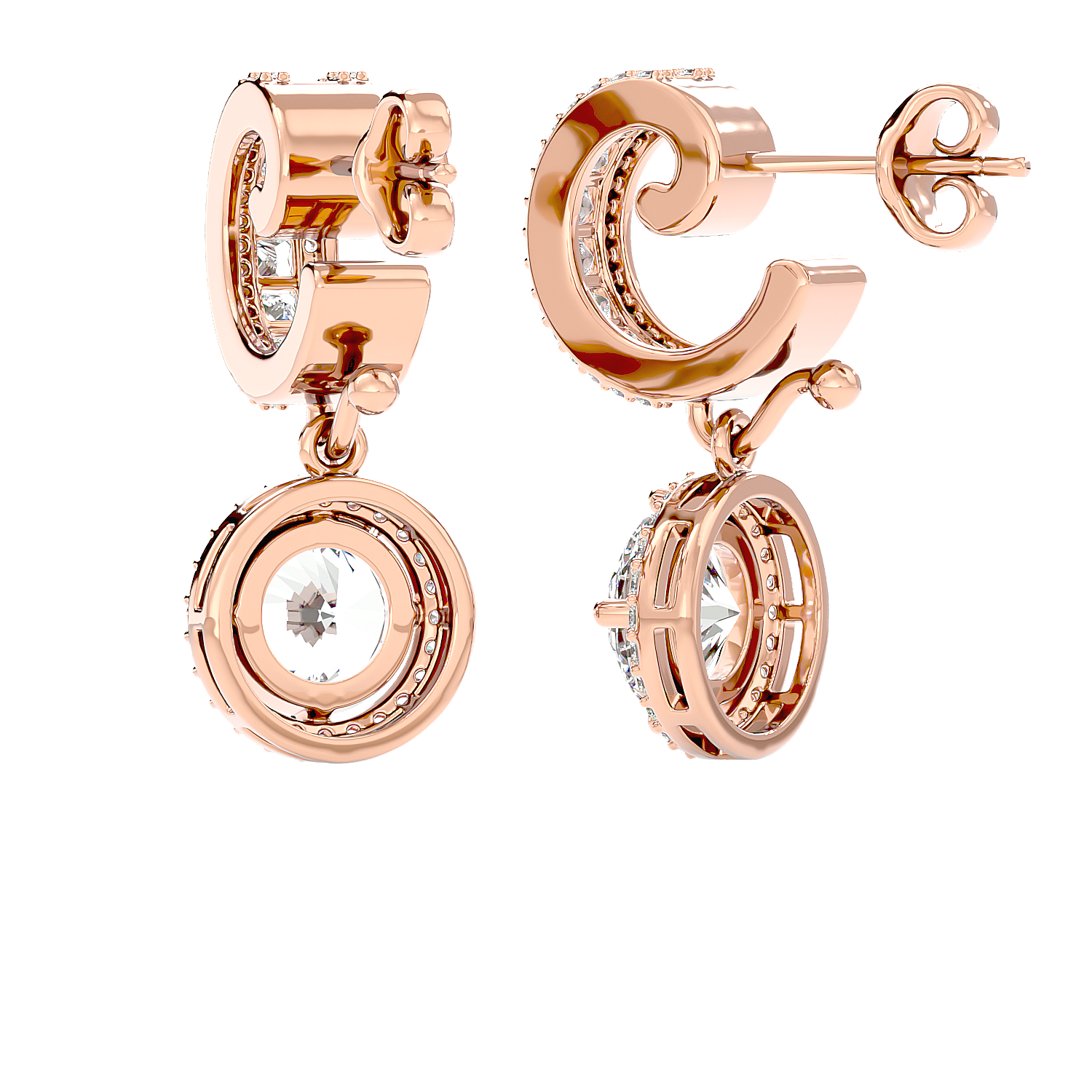 Diamond Halo Drop Earrings