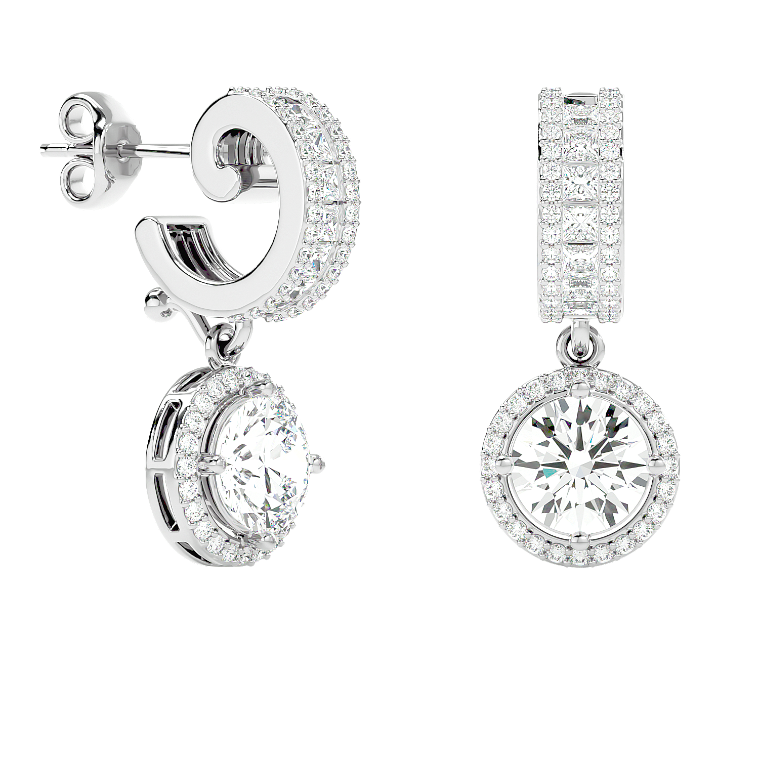 Diamond Halo Drop Earrings