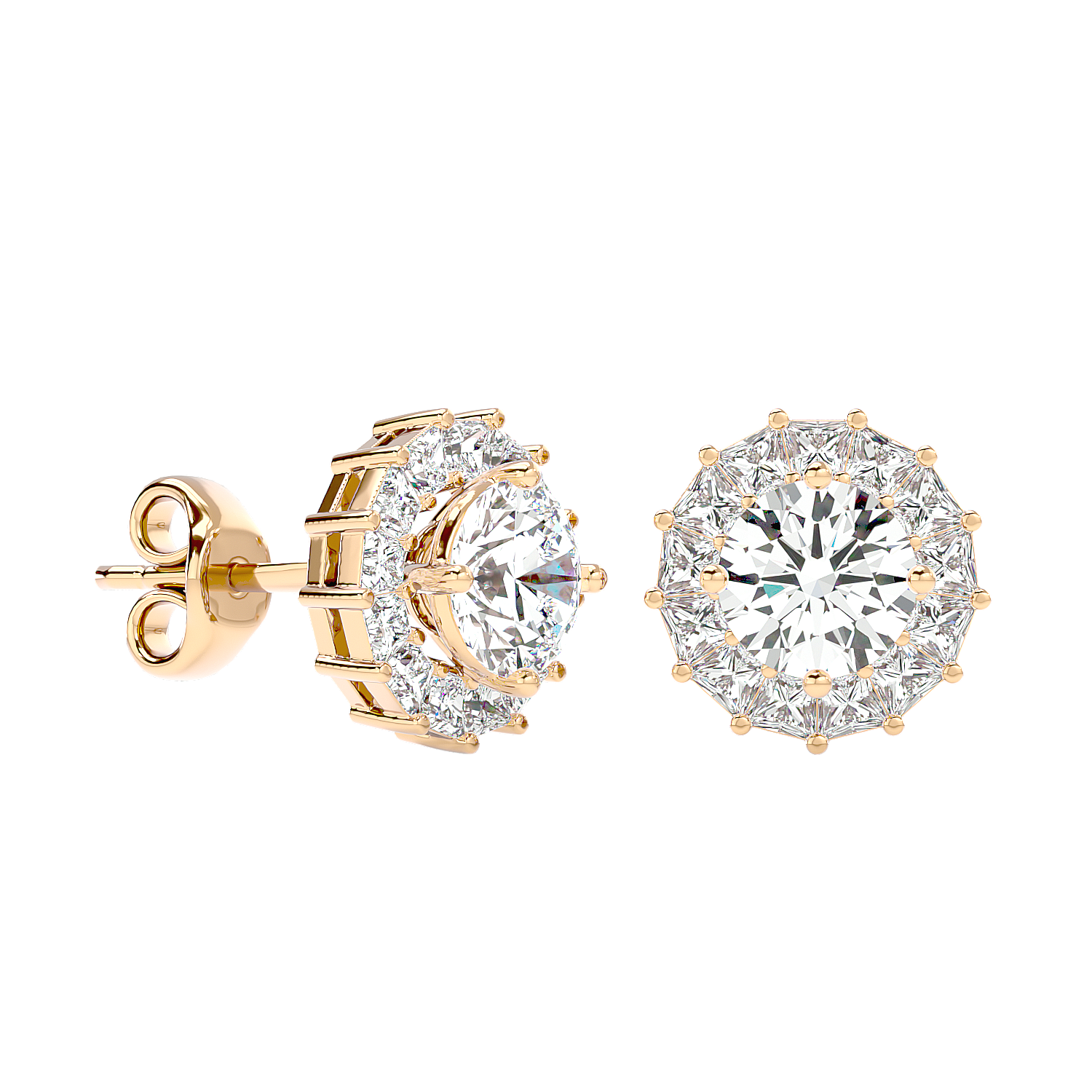 Diamond Sunburst Stud Earrings