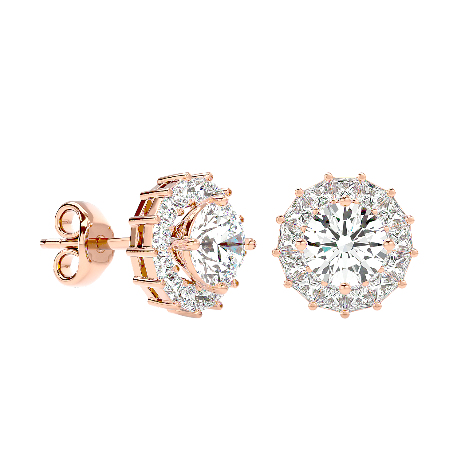 Diamond Sunburst Stud Earrings