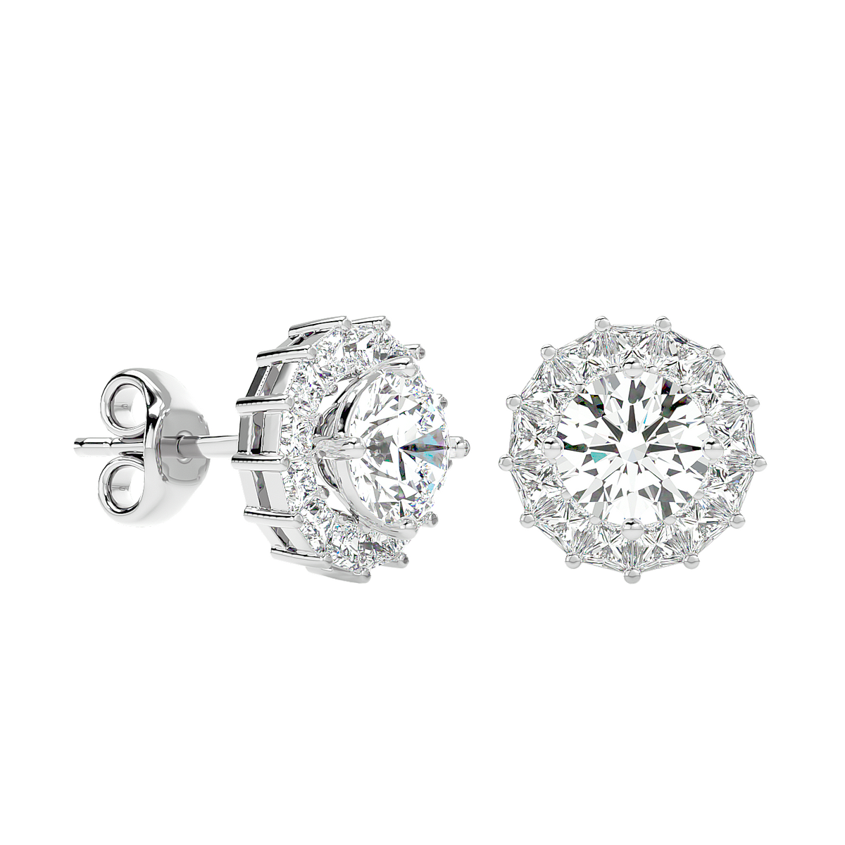 Diamond Sunburst Stud Earrings
