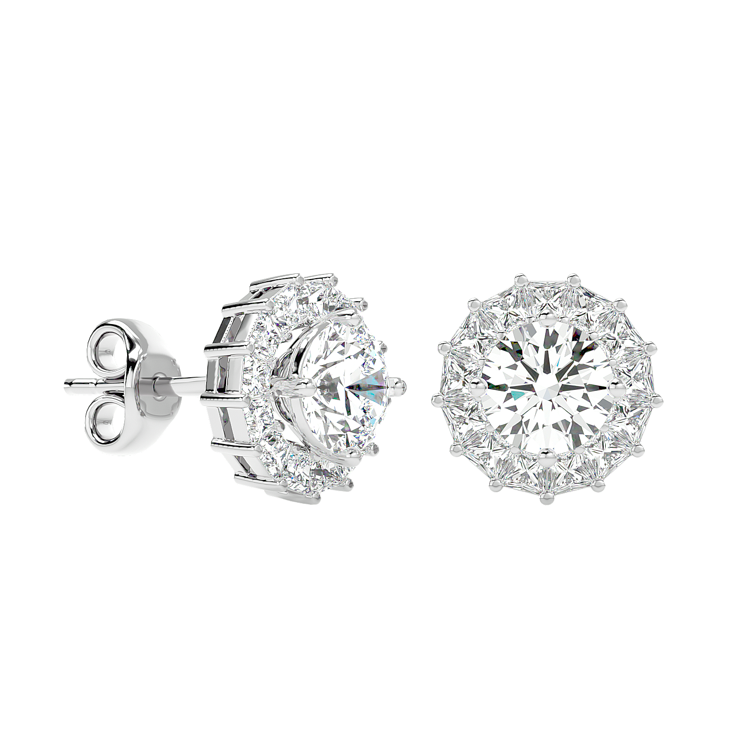 Diamond Sunburst Stud Earrings