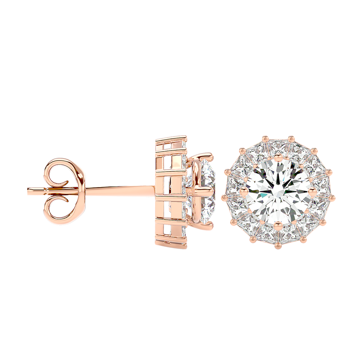 Diamond Sunburst Stud Earrings