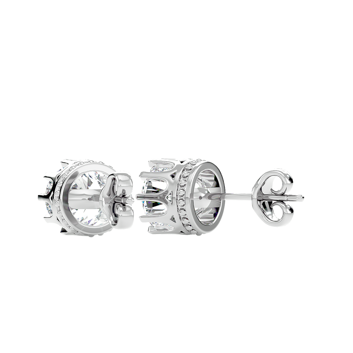 Crown Setting Stud Earrings