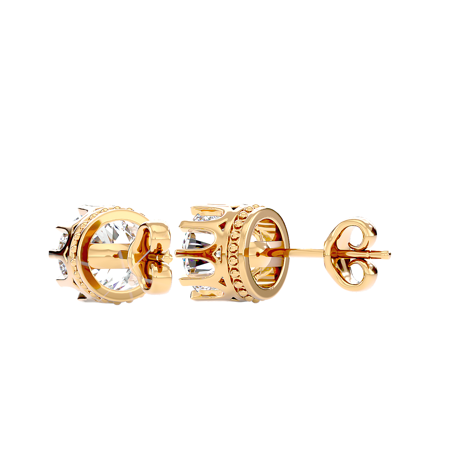 Crown Setting Stud Earrings
