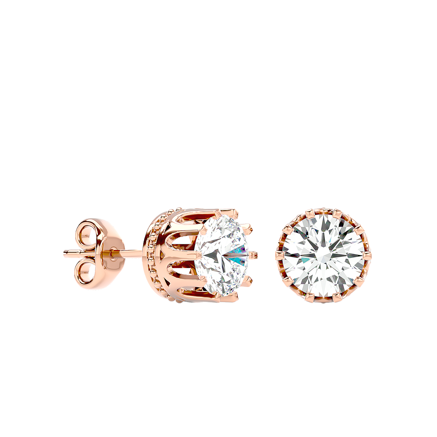 Crown Setting Stud Earrings