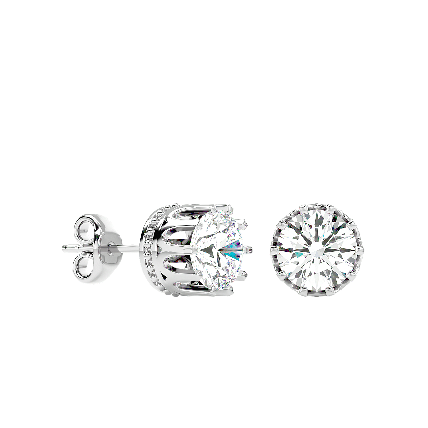 Crown Setting Stud Earrings