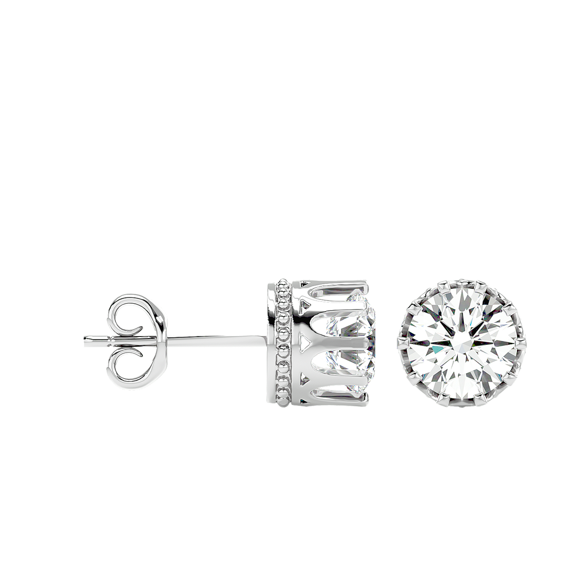 Crown Setting Stud Earrings