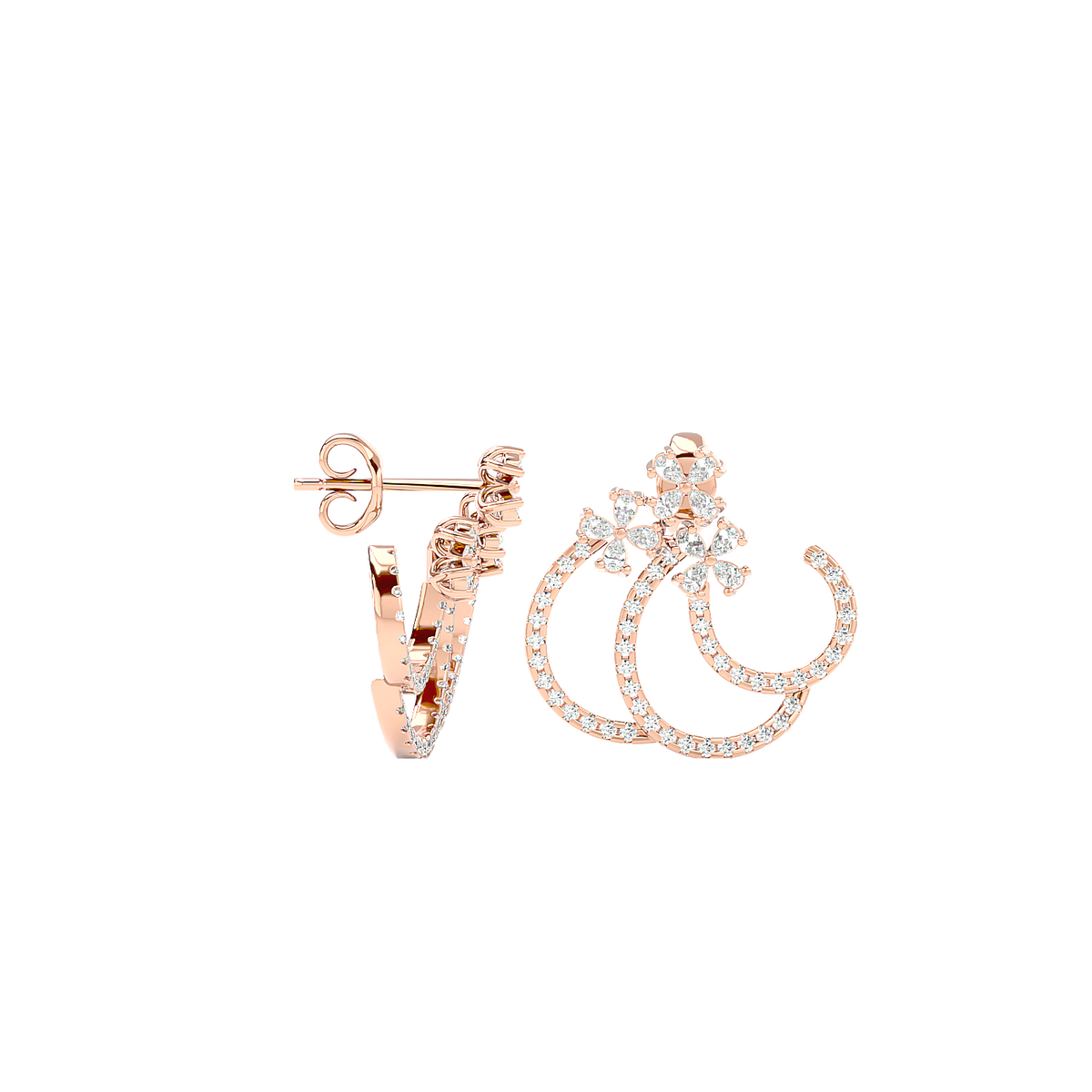 Spiral Diamond Ear Climber Earrings